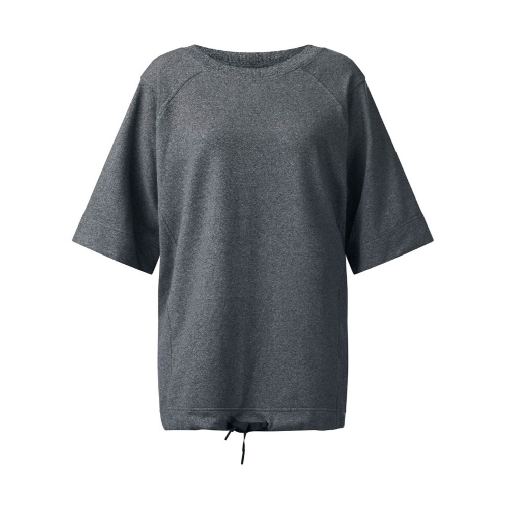 Lululemon Womens Split Short Sleeve Sweatshirt Sz 8 Heather Speckled Black